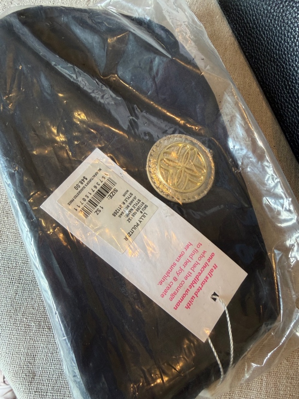 Lilly Pulitzer Black Crossbody Bag with Gold Medallion